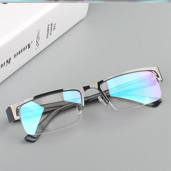 

myopia anti blue radiation goggles flat lenses 0-600 degrees metal black half frame glasses