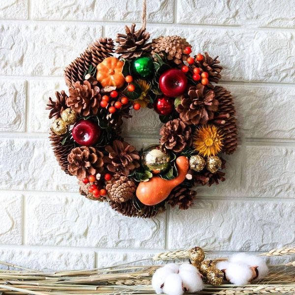 

christmas garlands candel holder harvest pumpkin door wreaths ornament berry rustic farmhouse home decoration ghirlanda natale1