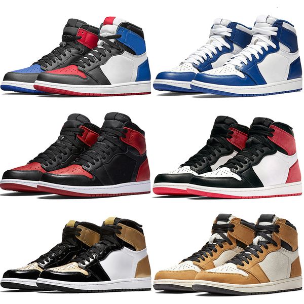 

high mens jumpman 1 1s og basketball shoes 3 unc banned game royal chicago gold toe fragment men sneakers trainers us7-12, Black