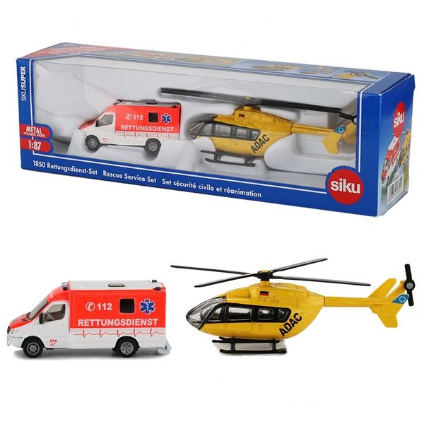 

siku 1:87 ambulance service toy ambulance helicopter model rescue team aircraft plain lorry models toys for children collection y200428