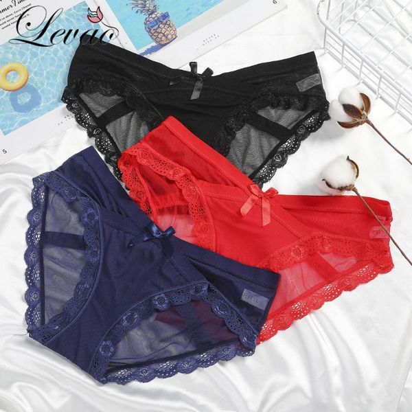 

levao lace translucent panties women underpants female underwear low-rise girls briefs comfort panties ladies lingerie1, Black;pink