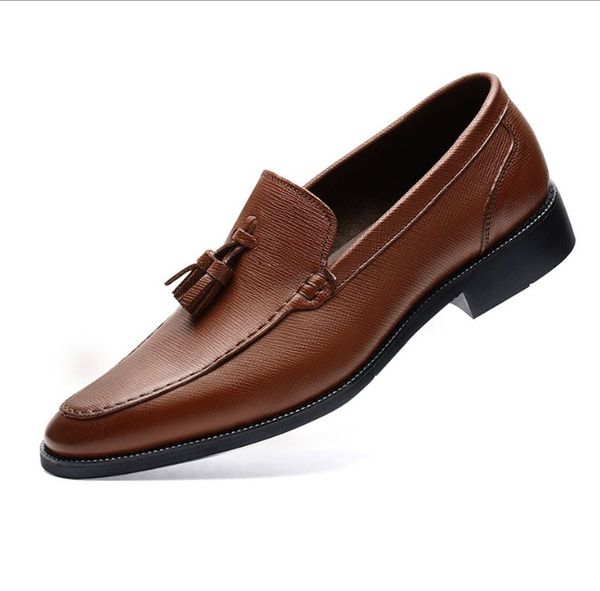 

2021 tassel loafers casual shoes genune leather business men oxfords shoe driving flats breathable wedding shoes, Black
