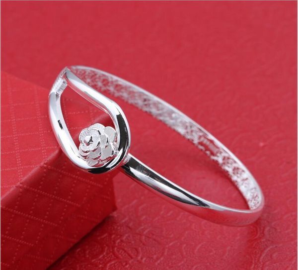 

bangle bracelets 925 sterling silver rose flower cuff fashion bangle for women jewelry shipping ps1085 y0ex8, Black