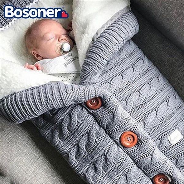 

baby sleeping bag winter warm newborn blanket sleep sack wool infant button knit outdoor swaddling wrap cart stroller blanket, Blue;red