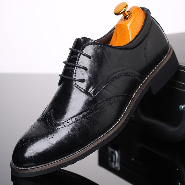 

styler genuine male leather italian formal brogue elegant classic social marriage business of men dressed in hombre zapatos shoes ozpf, Black;brown
