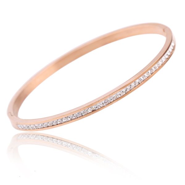 

rhinestone pave stainless two opening crystal steel bangle for women, Black