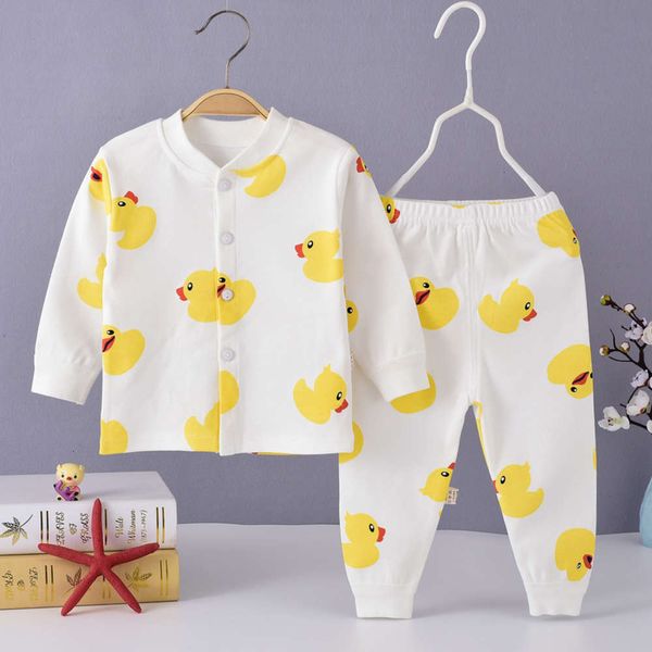 

boys' baby's new pants cloth autumn and girls' underwear long sve cardigan cartoon printed cotton pajamas infant set, Blue;red