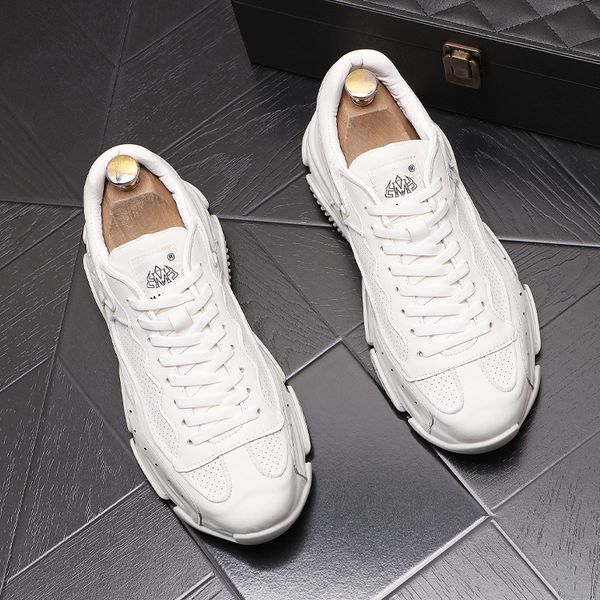 

luxury desigenr autumn vulcanized wedding dress shoes lace up sport men's white casual sneakers italian black round toe soft sole walki