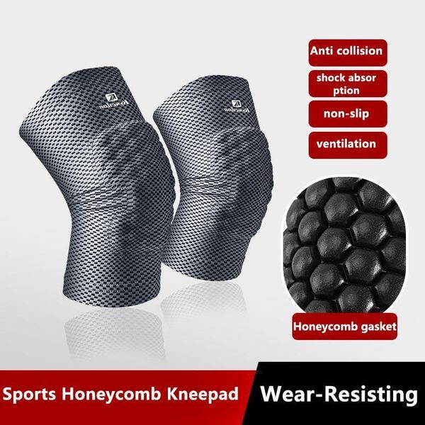 

elbow & knee pads sports anti-collision fitness kneepad protective leggings breathable bandage brace basketball running support1, Black;gray