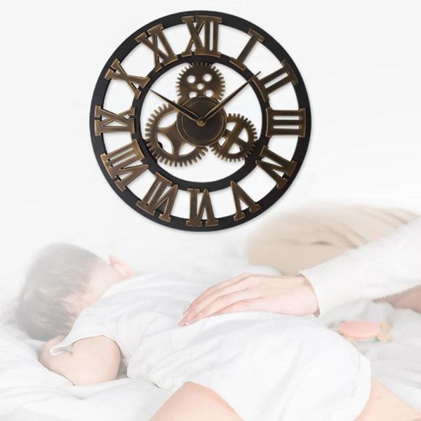 

40cm gear industrial style quartz wall clock sticker living room decoration
