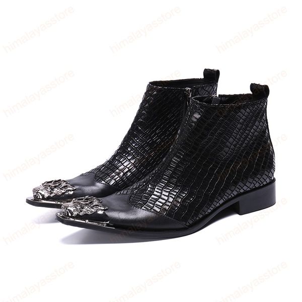 Männer Oxfords Schwarze Shorts Stiefel Echtes Leder Kleid Cowboystiefel Mode Reißverschluss Klassische Winter Neue Kurze Stiefel