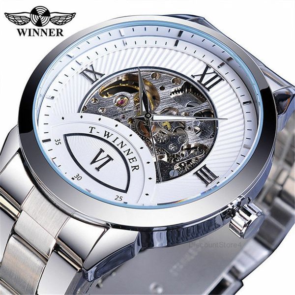 

winner watch men's fashion leisure automatic mechanical watch, Slivery;brown