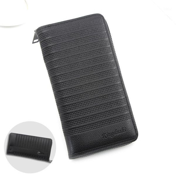 

2020 new fashion men's wallet zipper multifunction clutch long wallet large capacity men mobile phone bag card case luxury purse1, Red;black