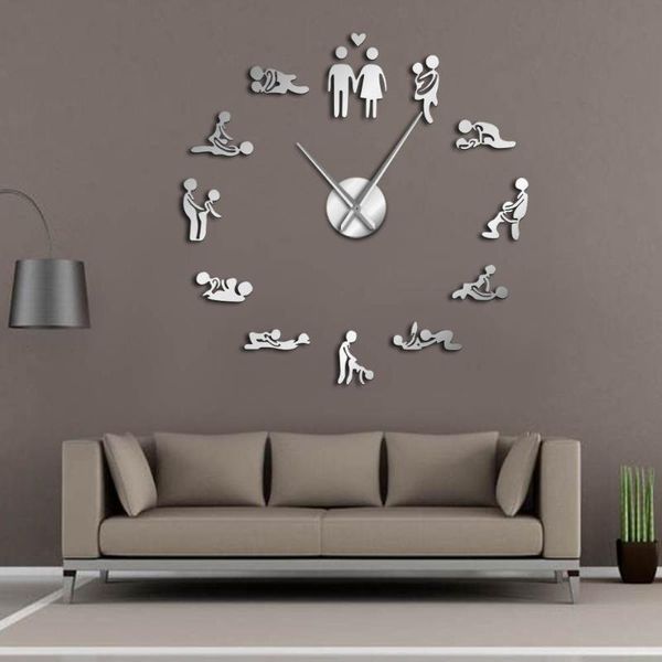 

wall clocks bachelorette kama sutra diy room decorative giant clock love position frameless large art