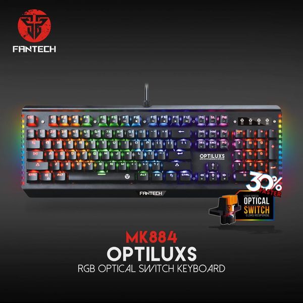 

fantech 884 rgb gaming keyboard english waterproof optical axis mechanical keyboard for professional keybord gamer