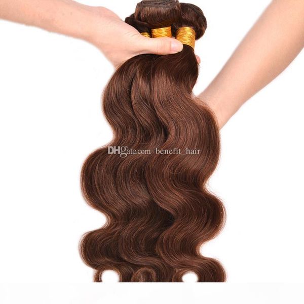 

indian virgin human hair body wave chocolate brown human hair weft unprocessed medium brown #4 wavy hair extension 3pc lot for woman, Black