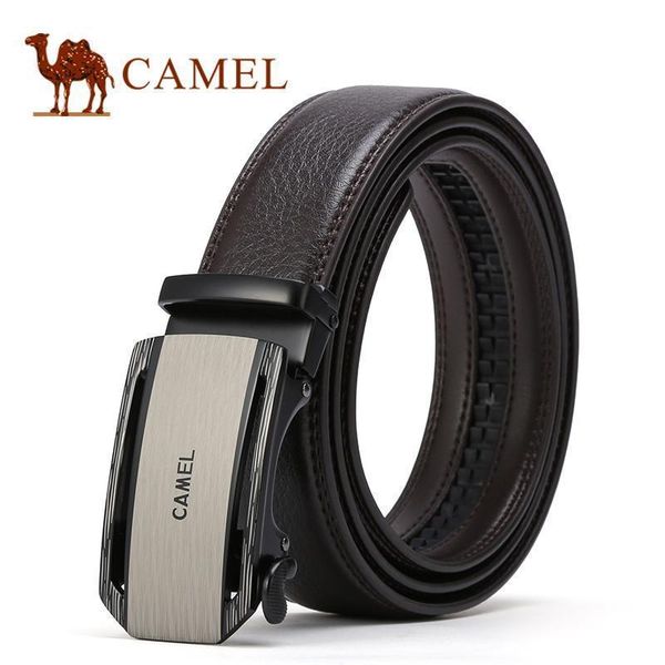 

camel leather belts men automatic buckle belt 100% genuine cow leather business casual strap belt formal business cowhide 201112, Black;brown