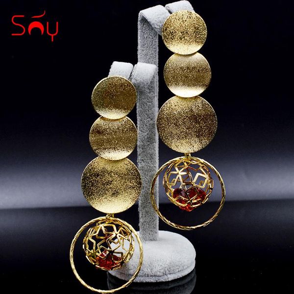 

sunny jewelry fashion jewelry 2020 long drop dangle earrings women dubai ball cubic zirconia ball for party wedding, Silver