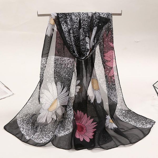 

scarves bufanda de mujer para el cuello women flower print long soft wrap scarf simulation silk shawl luxury &f14, Blue;gray