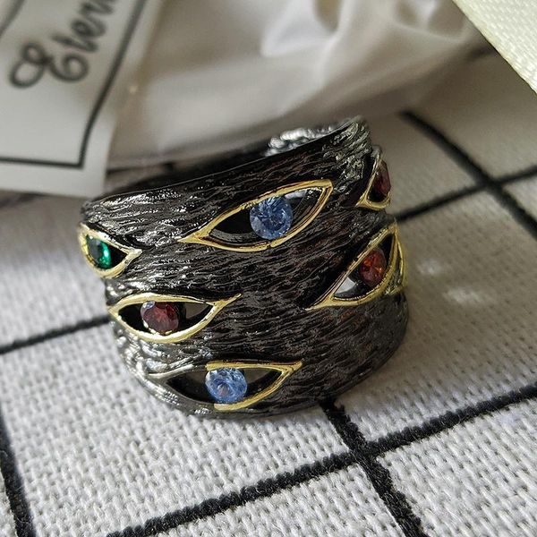 

cluster rings 2021 bohemia marquise eternity band ring for girl black friday christmas gift jewelry wholesale r5823, Golden;silver