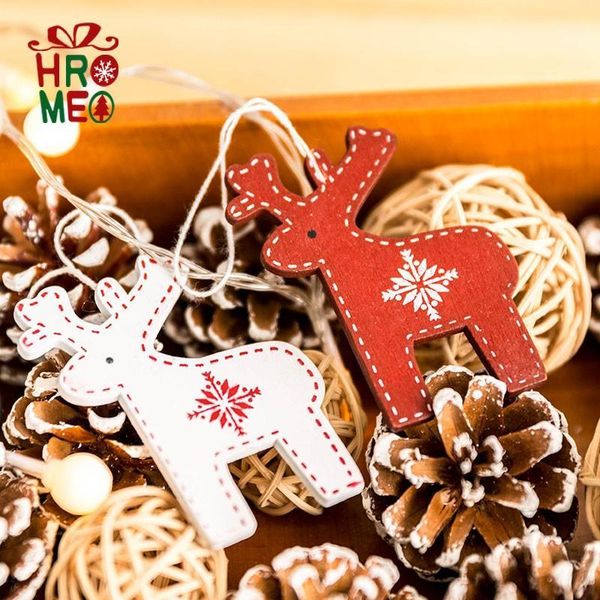 

christmas decorations nordic wooden deer pendant diy decoration tree ornament hanging1