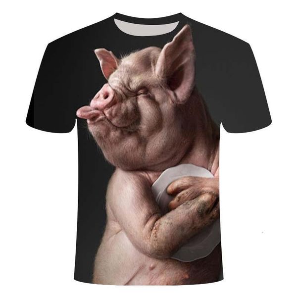 

fun novel animal pig lion dog orangutan tiger series t shirt 3d printed t shirt for men and women t shirt harajuku, White;black