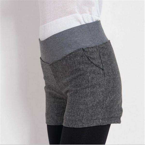 

women's shorts visnxgi casual autumn winter women pocket female slim plus size high waist wide leg a-line elastic comfortable bottom, White;black