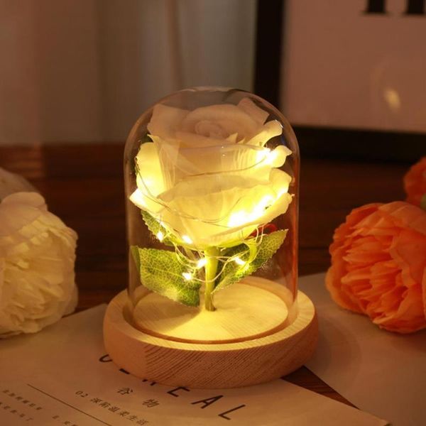 

in glass dome rose flower eternal flower gold foil rose preserved fresh valentine's day floral decor party anniversary