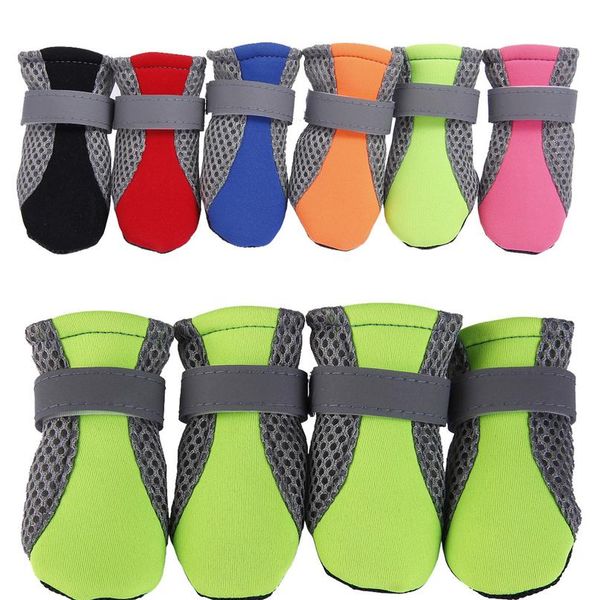 

4pcs/set quality breathable net pet dog shoes for small cats dogs puppy dog socks booties non-slip wearable soft rub wmtvsn