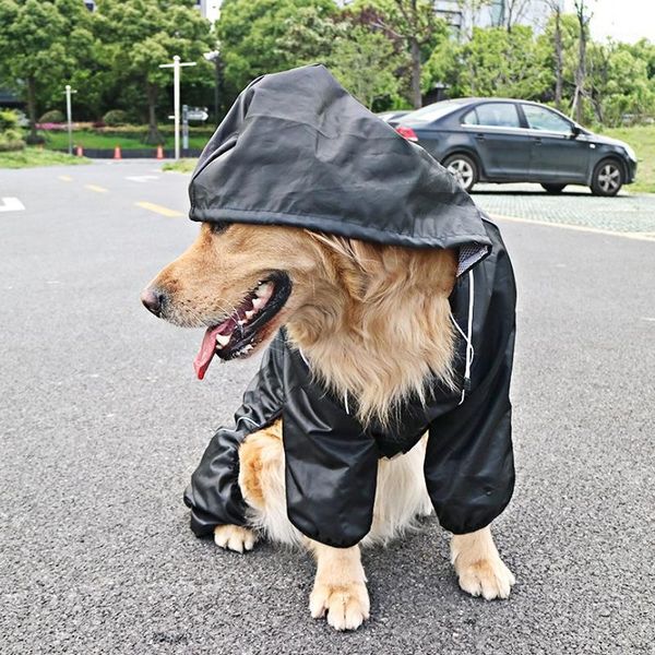 Abbigliamento per cani Vestiti grandi riflettenti Tuta impermeabile impermeabile nera per animali domestici Tuta per giacca da esterno per cani di taglia media 351