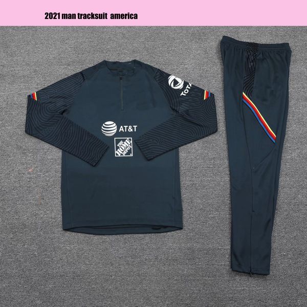 

2021 mexico club america tracksuit soccer jacket suit football club sportswear training sets 20 21, Black