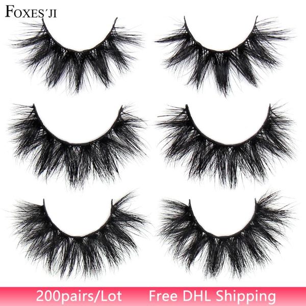 

false eyelashes foxesji 200pairs mink 3d 5d lashes wholesale fluffy soft crisscross dramatic full eyelash makeup