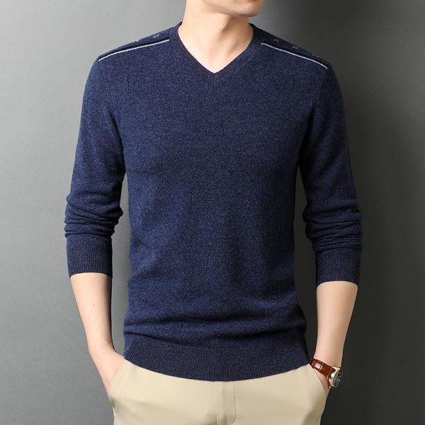 

men's sweaters men 100% merino wool 2021 winter warm soft cashmere v-neck long sleeve knit pure pullover jumper, White;black