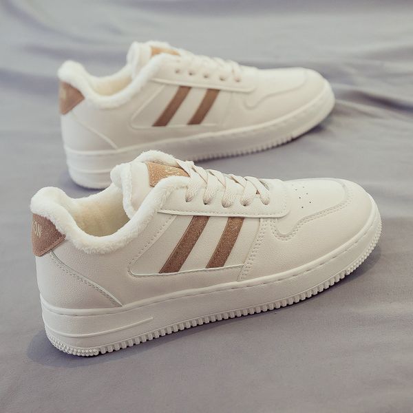 

autumn winter 2020 small white new versatile board sports father and women's ins tide plush cotton shoes, Black