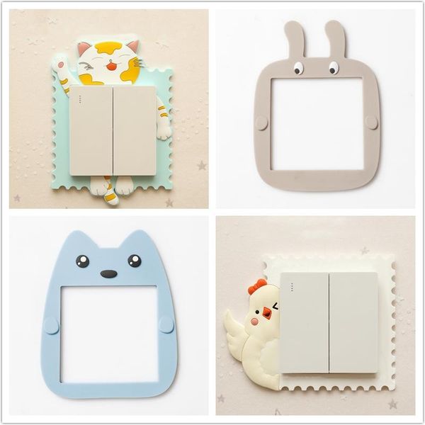 

wall stickers cute cartoon 3d silicon on switch children luminous light home decoration creative socket decor sticker