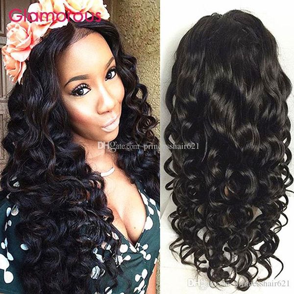 

glamorous malaysian natural wave human hair wigs natural color 10-30inch adjustable lace front wig peruvian brazilian indian full lace wigs, Black;brown