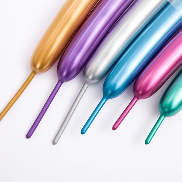 

100pcs long new glossy metal pearl latex balloons thick chrome metallic colors inflatable air balls globos birthday party decor