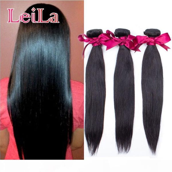 

10a brazilian virgin hair unprocessed human hair weaves remy hair 3 bundles silk straight bundles 3pcs set 95-100 g, Black