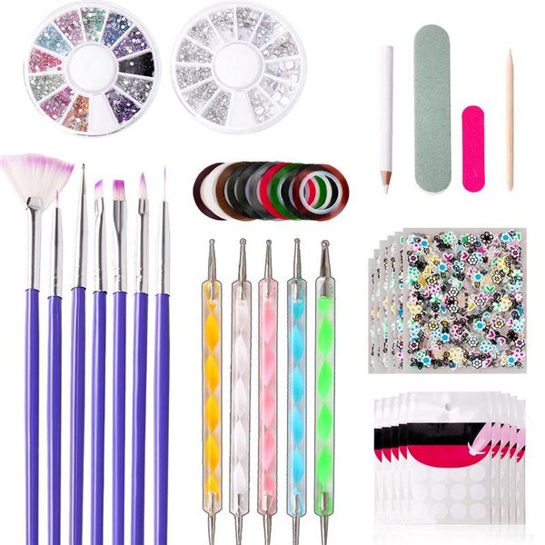 

nail files 11pcs/set diy art tools crystal beads picker dotting pen professional manicure multicolor brush polishing painting