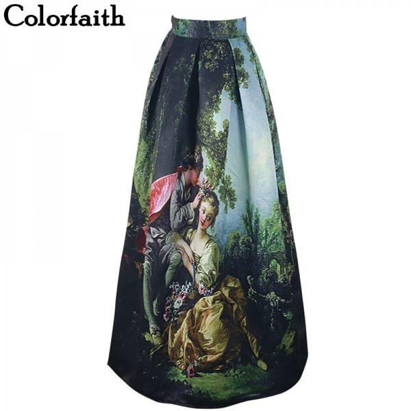 

princess royal vintage retro long skirts oil painting high waist 100cm ball gown floor leng maxi skirt saia femininas sp007 q1209, Black