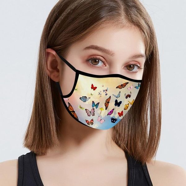 

1pc 3d mask outdoor cotton butterfly printing face mask dustproof washable mouth cover mascarillas children mask bbyeci bwkf