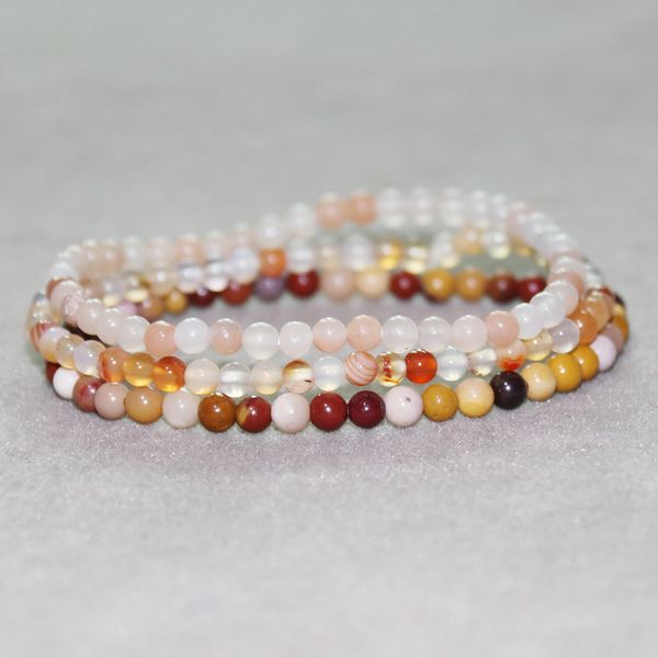 MG0048 Set di braccialetti mini pietre preziose da 4 mm all'ingrosso Set di gioielli di diaspro mookaite rosa avventurina Nuovo design Bracciale Yoga Mala da donna