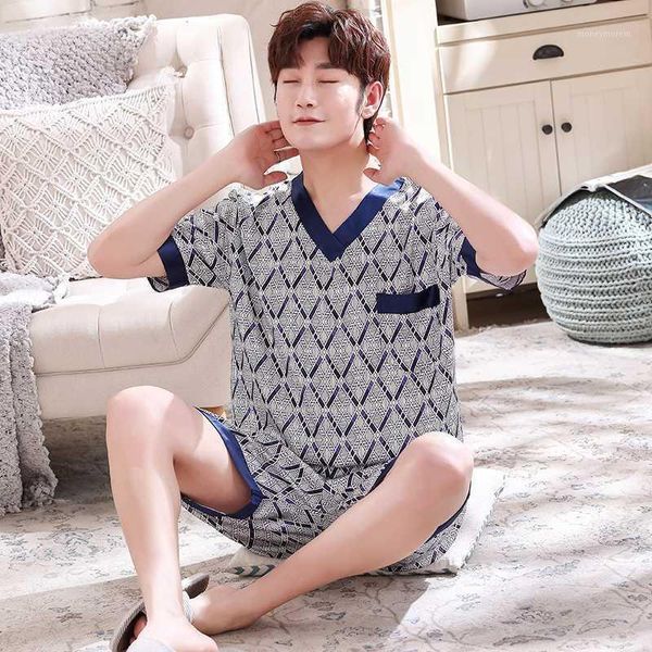 

men's sleepwear luxury men home wear clothing 2021 summer v-neck silk for leisure loose elastic pants pyjamas short nightwear1, Black;brown