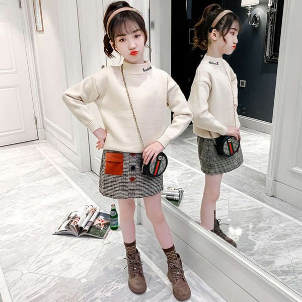 

solid girls' all in one cashmere sweater 2020 winter plush thickened middle school & amp; universi versatile children's, Blue