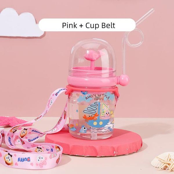 

250ml plastic water bottle children cup infant learn feeding straw drinking milk bottle little whale sprays water wmtiui