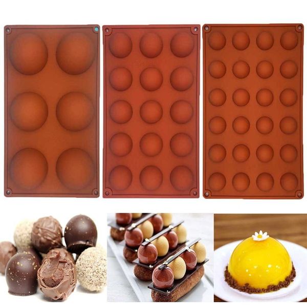 

3шк полу мяч сфера силиконовый торт плесень кекс шоколадное печенье выпечки пресс-формы pan выпечка торт жели конфеты инструмент diy формы и