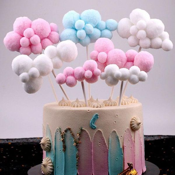 

other event & party supplies 3pcs cute cotton cloud cake decoration plug-in ball insert card children birthday dress up dessert flag