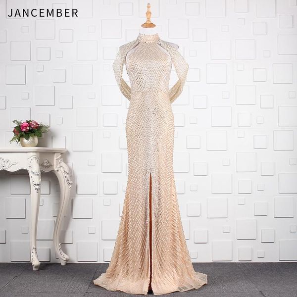 

jancember luxury abiti da cerimonia da sera beading pattern sequined sleeveless backless halter new beach vestido de noche largo1, White;black
