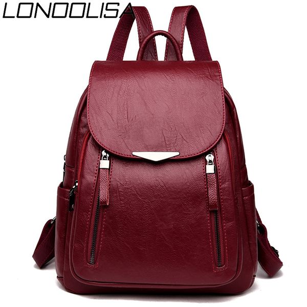 

vintage women soft leather backpacks ladies bagpack large capacity school bags for teenage girls travel backpack mochila mujer t200428