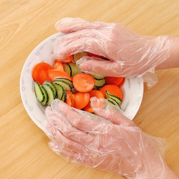

factoryu1yvpcs disposable one-off plastic gloves for food 45/90 cleaning washing cooking kitchen accessories